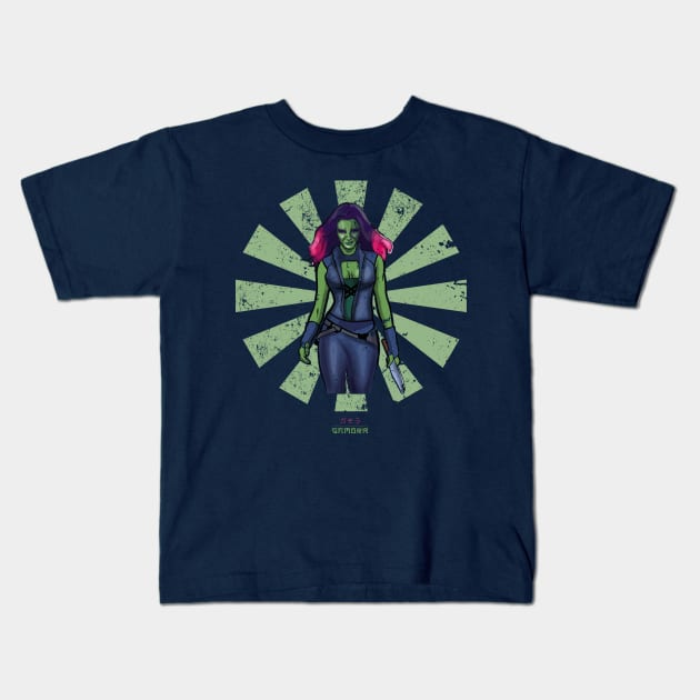 Gamora Retro Japanese Guardians Of The Galaxy Kids T-Shirt by Nova5